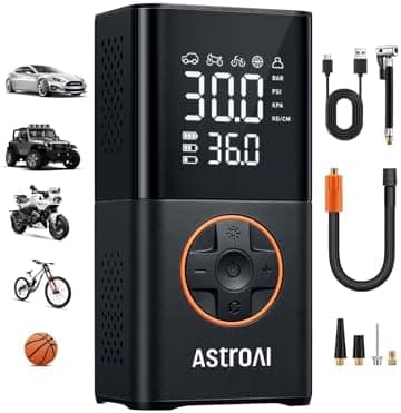 AstroAI L7 Tire Inflator Portable Air Compressor Cordless Mini Bike Pump with Digital Dual Values Display, 150 PSI Car Tires Air…