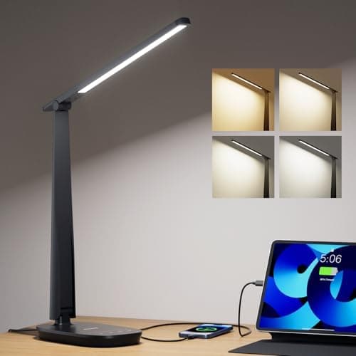 Honeywell LED Desk Lamp for Home Office, Eye-Caring Dimmable Reading Light with 4 Color Modes, Touch Control…