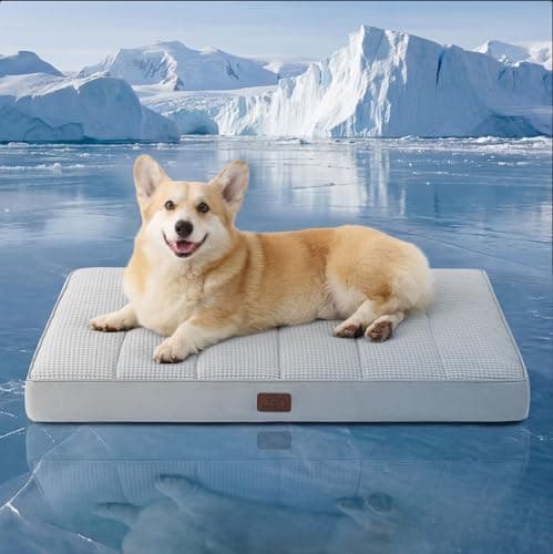 Bedsure Orthopedic Cooling Dog Bed for Crate - 35x22 Inches Large Comfy Breathable Summer Beds with Removable Washable Cover…