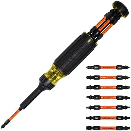 Klein Tools 32315HD 15-in-1 Multi-Bit Ratcheting Screwdriver, Impact-Rated, 7 Double-Ended ProFlex Torsion Zone Tips, 1/4-Inch…