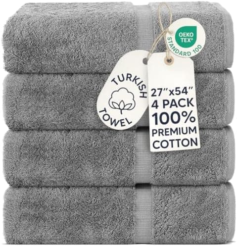 Chakir Turkish Linens 4 Piece Bath Towel Set, 100% Cotton Luxury Turkish Towels for Bathroom, Soft…
