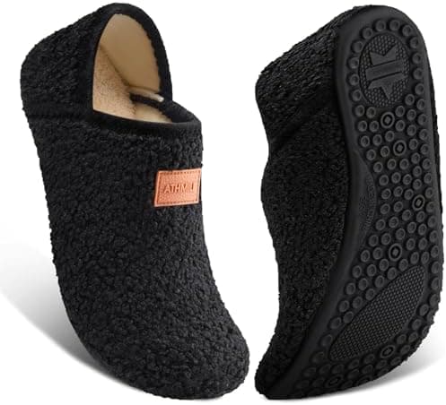 ATHMILE House Slippers for Women Men Indoor Barefoot Slippers Socks Furry Slip on House Shoes Cozy Comfy for Home Bedroom Travel…