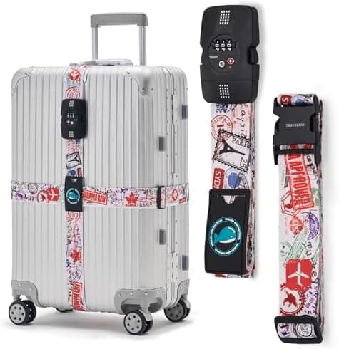 TRAVELKIN more than travel Travelkin Luggage Straps TSA Approved - Adjustable Cross Suitcase Straps with TSA Lock, Reinforced…