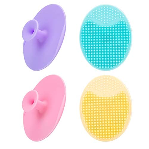4 Pack Face Scrubber,JEXCULL Soft Silicone Facial Cleansing Brush Face Exfoliator Blackhead Acne Pore Pad Cradle Cap Face Wash…