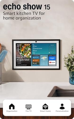 Amazon Echo Show 15 (newest model), Full HD 15.6" kitchen hub for home organization, with built-in…