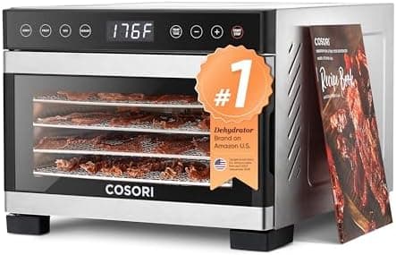 Cosori Food Dehydrator for Jerky, 176°F Temperature Control, 5 Stainless Steel Trays with 3.1 ft² Drying…