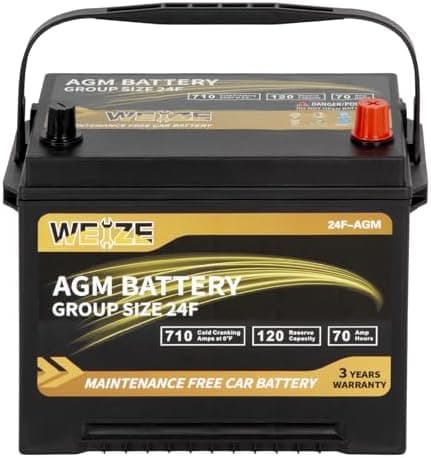 Weize Platinum AGM Battery BCI Group 24F Automotive Battery, 120RC, 710CCA, 36 Months Warranty, Dimensions 10.75" L x 6.81" W x…