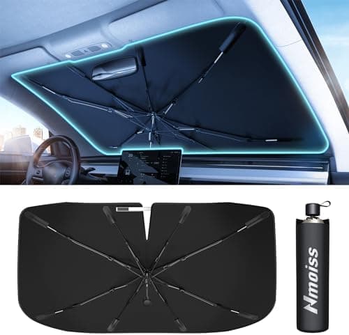 [Upgraded] Nmoiss Windshield Sun Shade Umbrella - [Vinyl Coating Heat Shield] Protect Car from Sun Rays &…