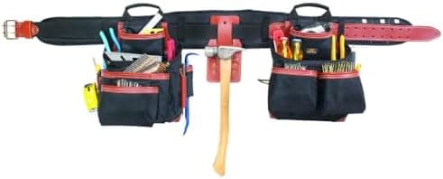 CLC Custom LeatherCraft 51452 4 Piece Top Of The Line Pro Framer's Tool Belt, Black,brown, 29"–46"