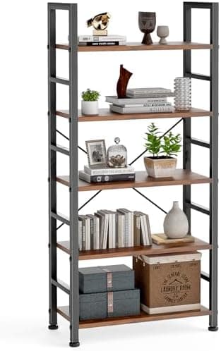DUMOS 5 Tiers Bookshelf, Classical Modern Book Shelf, Tall Display Shelves in Living Room/Home/Office…