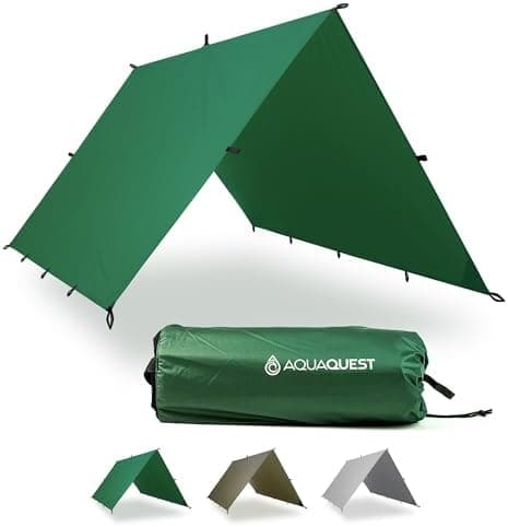 AquaQuest Guide Tarp – Ultralight Waterproof (5,000 mm) Seam-Taped 40D Ripstop Rain Fly for Backpacking, Stealth Camping &…