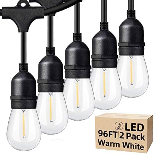 Lakumu Outdoor String Lights 96FT(48×2), Commercial Grade Heavy Duty Patio Lights with Dimmable S14 Shatterproof LED Bulbs…