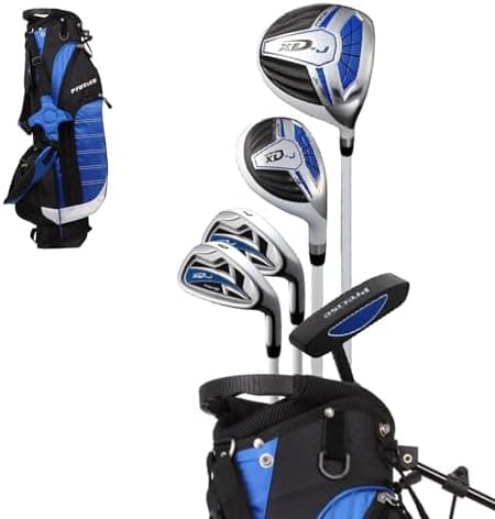 Precise XD-J Kids Golf Clubs Set – Boys’ & Girls’ Junior Golf Set with Lightweight Graphite Shafts, Hybrid, Putter & Stand Bag