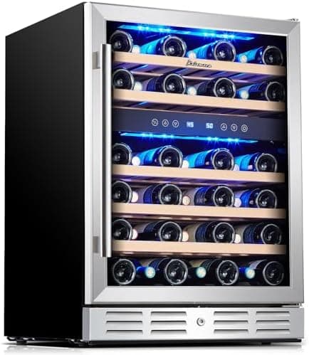 Kalamera 24 inch Wine Cooler, 37 Bottle - Dual Zone Built-in or Freestanding Fridge with Stainless Steel…