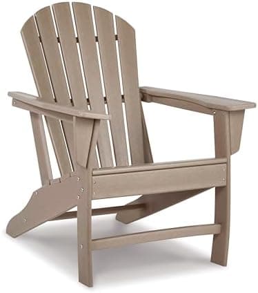 Signature Design by Ashley Sundown Treasure Outdoor Patio HDPE Adirondack Chair, Light Brown