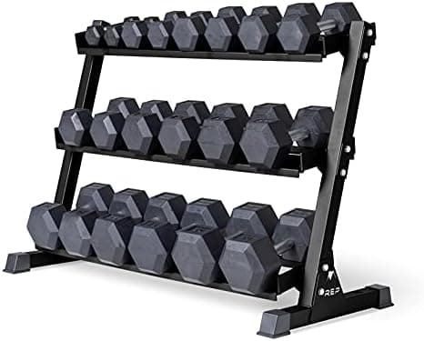REP Fitness Rubber Hex Dumbbell Set, Adjustable Weight Pairs, Home Gym Equipment, Strength Training For Men Women, Black Coated…
