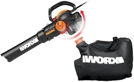 WORX Trivac 3 in 1 Electric Leaf Blower for Lawn Care, Leaf Vacuum with 600 CFM, Leaf Mulcher with…