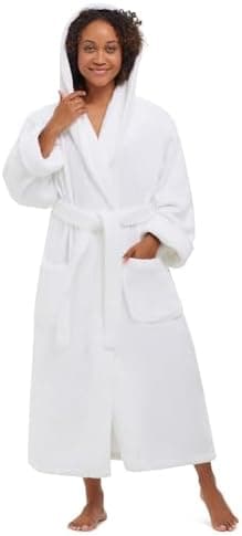 MONARCH Hooded Terry Shawl Collar Unisex Bathrobe – Thick Terrycloth Fabric, Generously Sized Hotel & Spa Robe with Pockets