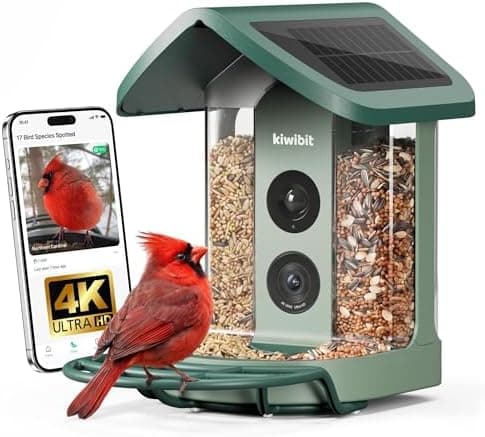 Kiwibit Solar Smart Bird Feeder with Camera, AI Bird Species Identification, 8MP Photos, 4K UHD Video Live Stream Wild Bird House…