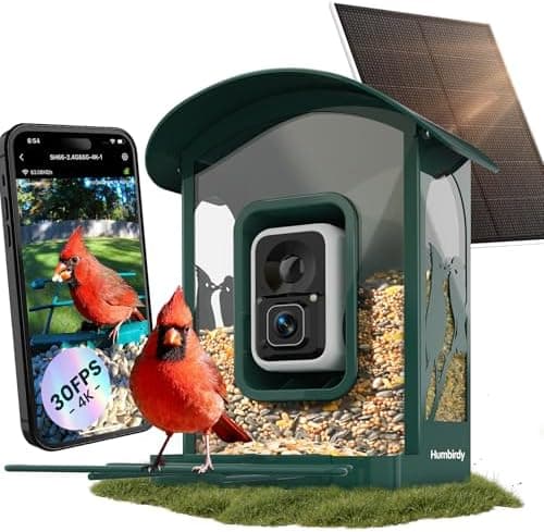 Bird Feeder with Camera, 4K Ultra HD Video with 30fps Live View, 10x Slow Motion, No Subscription, Solar Powered AI Smart Bird…