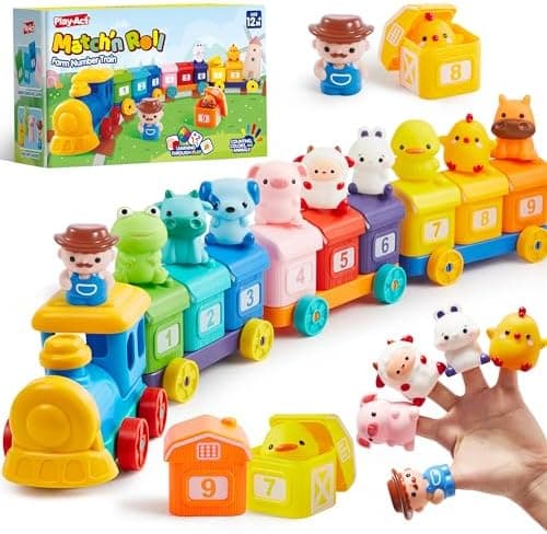 Play-Act Learning Toy for Toddlers 1 2 3 Years Old, Counting, Matching & Sorting Montessori Learning Farm Train Including 9 Farm…