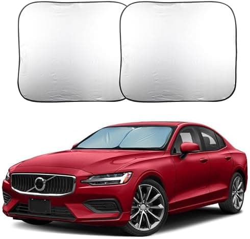 EcoNour 2 Piece Foldable Car Windshield Sun Shade – UV & Heat Protection, Interior Cooling, Durable Upgraded Design, Easy Fold…