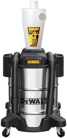 DEWALT Dust Separator with 10 Gallon Stainless Steel Tank, 99.5% Efficiency Cyclone Dust Collector, High-Performance Cycle Powder…