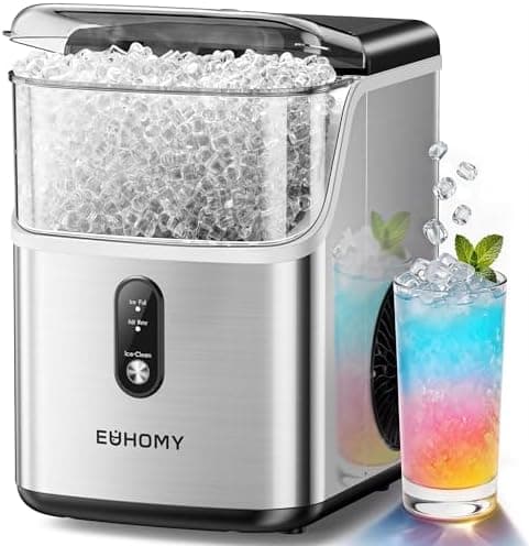 EUHOMY Nugget Ice Maker Countertop, Ready in 7 Mins, 34Lbs/24H Pebble Ice Maker Machine…