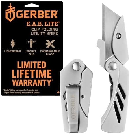 Gerber Gear EAB Lite Pocket Razor Knife with Money Clip - EDC Gear Folding Stainless Steel Utility Knife with Box Cutter Blade…