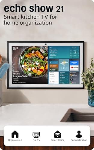 Amazon Echo Show 21 (newest model), Full HD 21" kitchen hub for home organization, with built-in Fire TV, Designed for Alexa+…