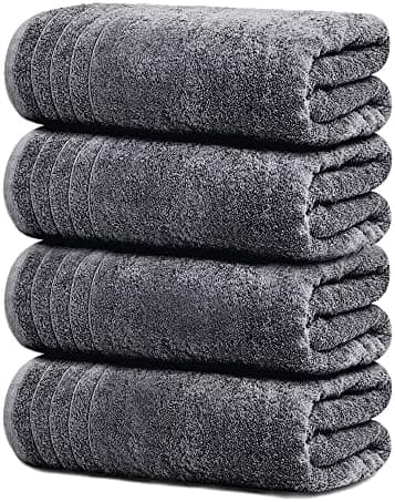 Tens Towels Pack of 4 Extra Large Bath Towels 30 x 60 Inches, 100% Cotton, Larger & Lighter Weight, Quicker to Dry, Super Soft…