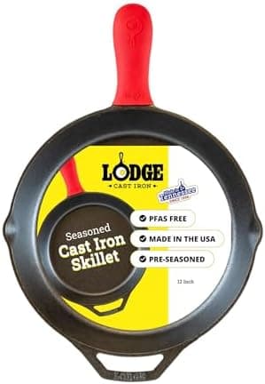 Lodge Seasoned Cast Iron Skillet 12 Inches - Quality Frying Pan for…