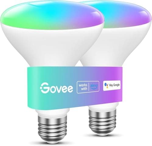 Govee Smart Light Bulbs, 1200 Lumens Dimmable BR30 Bulbs, RGBWW Color Changing Light Bulb, Flood…