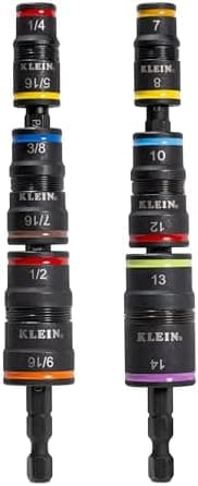 Klein Tools 32933KIT SAE and Metric Impact-Rated Socket Set, 6 Flip Sockets with 12 Hex Driver Sizes, 1/4-Inch Bit Holder, Two…
