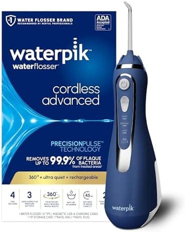Waterpik Cordless Advanced 2.0 Water Flosser For Teeth, Gums, Braces, Dental Care With Travel Bag and 4 Tips, ADA Accepted…