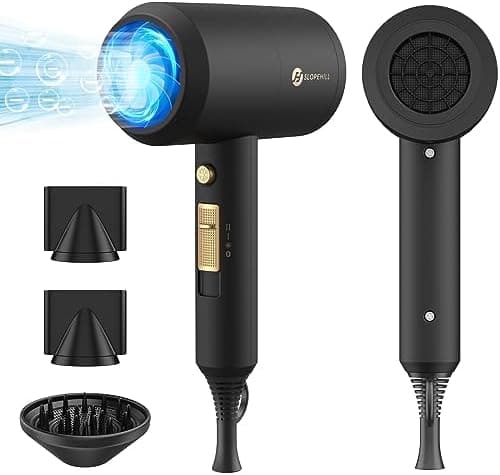 slopehill Professional Ionic Hair Dryer, Powerful 1800W Fast Drying Low Noise Blow Dryer with 2 Concentrator Nozzle 1 Diffuser…