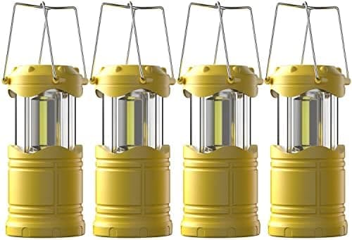 Lichamp LED Camping Lantern, 4 Pack Battery Powered Flashlight for Power Outages, Portable Collapsible Hanging Light Essential…
