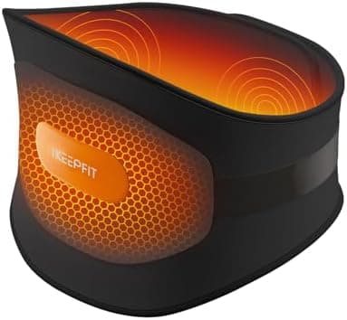 IKEEPFIT Portable Heating Pad for Back, Cordless Wearable Heat Belt with Massager for Lower Back Pain Relief, Battery Powered…