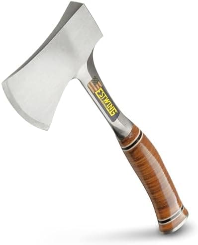 ESTWING Sportsman's Axe - 14" USA Made Camping Hatchet with Forged Steel Construction & Genuine Leather Grip…