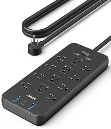 Anker Power Strip with 2100J Surge Protector, Outlet Extender, 10ft Extension Cord with Multiple Outlets, 12 AC, 2 USB A,1 USB C…