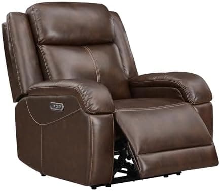 Watson & Whitely Genuine Leather Power Recliner Chairs for Adults, Wall Hugger RV Recliner with Power…