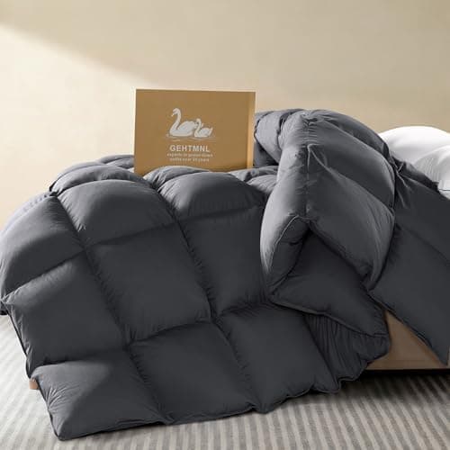 Goose Down Fiber Comforter King Size – All Season Naturally Breathable Down Comforters, Luxury Hotel…