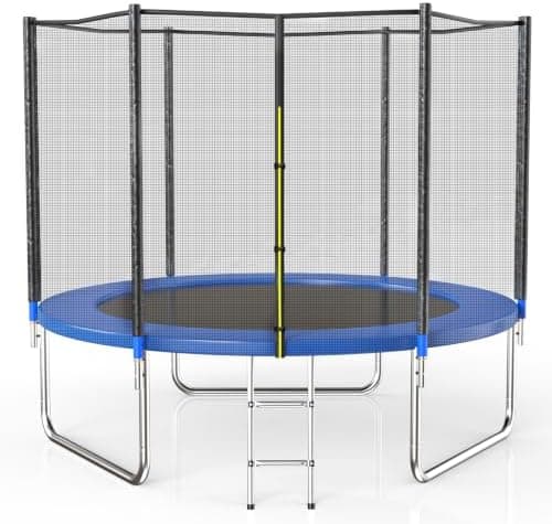 AOTOB 8FT 10FT 12FT 14 FT 15FT Trampoline with Safety Enclosure Net,Outdoor Trampoline with Basketball Hoop…