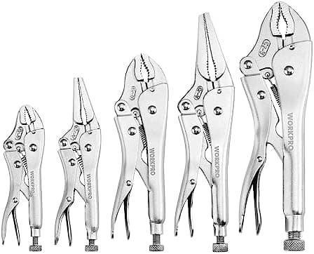 WORKPRO 5-Piece Locking Pliers Set, Pliers Tool Set, Vice Grips with Chrome-vanadium Steel, 5/7/10 inch…