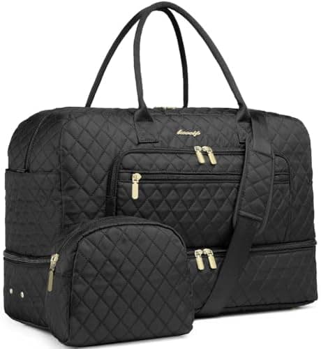 LUOCIP Large Women Travel Duffle Bag, Carry on Bag with Wet Toiletry Pocket for Overnight, Weekend, Yoga…