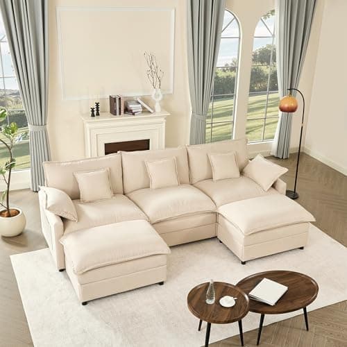 GOSUHI 108" U Shaped Couch, Modular Sectional Sofa, 3-Seater Comfy Cloud Couch, Set of Modular Pieces with…