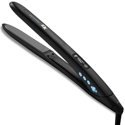 Bio Ionic 10X Styling Iron, Hair Straightener with 1" Sonic Vibrating Plates, Flat Iron with Ion Generating…