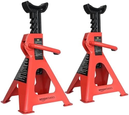 Amazon Basics Steel Jack Auto Stands, 3 Ton (2.7 metric Ton) Capacity, Easy to Use, Adjustable Height, 6,000…