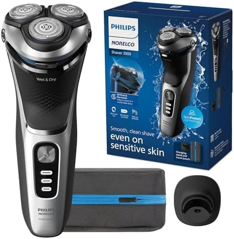 Philips Norelco Shaver 3900 Series, Wet and Dry Electric Shaver, P-Cap, Travel Pouch, Charging Stand, Storm…