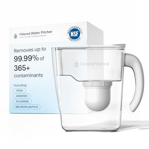 Clearly Filtered Filtered Water Pitcher - 80 Fl Oz, NSF Certified - Targets 365+ Contaminants - Fluoride…